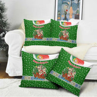 Portugal Christmas Pillow Cover with Green Red Santa Ship Tree and Coat of Arms - Wonder Print Shop