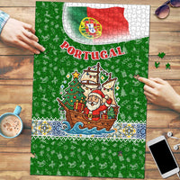Portugal Christmas Puzzle with Green Red Santa Ship Tree and Coat of Arms - Wonder Print Shop