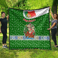 Portugal Christmas Quilt with Green Red Santa Ship Tree and Coat of Arms - Wonder Print Shop