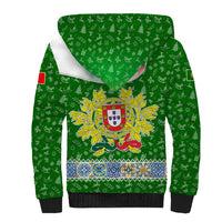 Portugal Christmas Sherpa Hoodie with Green Red Santa Ship Tree and Coat of Arms - Wonder Print Shop