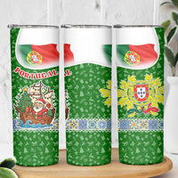 Portugal Christmas Skinny Tumbler with Green Red Santa Ship Tree and Coat of Arms - Wonder Print Shop