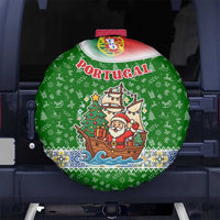 Portugal Christmas Spare Tire Cover with Green Red Santa Ship Tree and Coat of Arms - Wonder Print Shop