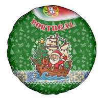 Portugal Christmas Spare Tire Cover with Green Red Santa Ship Tree and Coat of Arms - Wonder Print Shop