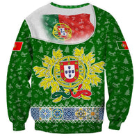 Portugal Christmas Sweatshirt with Green Red Santa Ship Tree and Coat of Arms - Wonder Print Shop