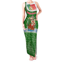 Portugal Christmas Tank Maxi Dress with Green Red Santa Ship Tree and Coat of Arms - Wonder Print Shop