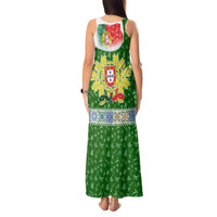 Portugal Christmas Tank Maxi Dress with Green Red Santa Ship Tree and Coat of Arms - Wonder Print Shop