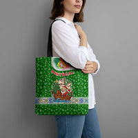 Portugal Christmas Tote Bag with Green Red Santa Ship Tree and Coat of Arms - Wonder Print Shop