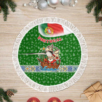 Portugal Christmas Tree Skirt with Green Red Santa Ship Tree and Coat of Arms - Wonder Print Shop
