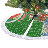 Portugal Christmas Tree Skirt with Green Red Santa Ship Tree and Coat of Arms - Wonder Print Shop