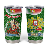 Portugal Christmas Tumbler Cup with Green Red Santa Ship Tree and Coat of Arms - Wonder Print Shop
