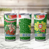 Portugal Christmas Tumbler Cup with Green Red Santa Ship Tree and Coat of Arms - Wonder Print Shop