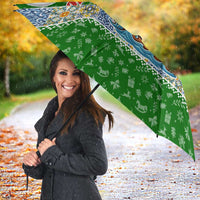 Portugal Christmas Umbrella with Green Red Santa Ship Tree and Coat of Arms - Wonder Print Shop