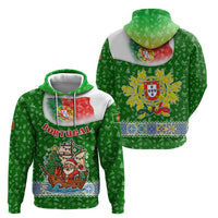 Portugal Christmas Zip Hoodie with Green Red Santa Ship Tree and Coat of Arms - Wonder Print Shop