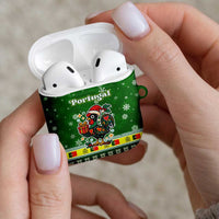 Portugal Christmas AirPods Case with Green Galo de Barcelos Rooster Santa Hat and Gift - Wonder Print Shop