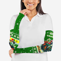 Portugal Christmas Arm Sleeves with Green Galo de Barcelos Rooster Santa Hat and Gift - Wonder Print Shop