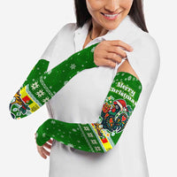 Portugal Christmas Arm Sleeves with Green Galo de Barcelos Rooster Santa Hat and Gift - Wonder Print Shop