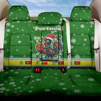 Portugal Christmas Back Car Seat Cover with Green Galo de Barcelos Rooster Santa Hat and Gift - Wonder Print Shop