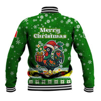 Portugal Christmas Baseball Jacket with Green Galo de Barcelos Rooster Santa Hat and Gift - Wonder Print Shop