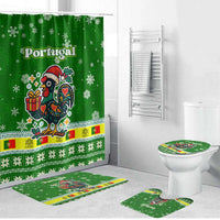 Portugal Christmas Bathroom Set with Green Galo de Barcelos Rooster Santa Hat and Gift - Wonder Print Shop