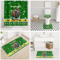 Portugal Christmas Bathroom Set with Green Galo de Barcelos Rooster Santa Hat and Gift - Wonder Print Shop