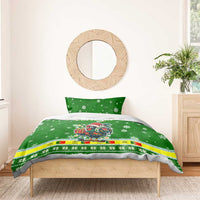 Portugal Christmas Bedding Set with Green Galo de Barcelos Rooster Santa Hat and Gift - Wonder Print Shop