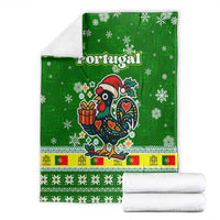 Portugal Christmas Blanket with Green Galo de Barcelos Rooster Santa Hat and Gift - Wonder Print Shop