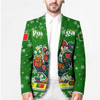 Portugal Christmas Blazer with Green Galo de Barcelos Rooster Santa Hat and Gift - Wonder Print Shop