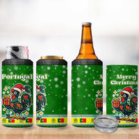 Portugal Christmas 4 in 1 Can Cooler Tumbler with Green Galo de Barcelos Rooster Santa Hat and Gift - Wonder Print Shop