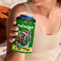 Portugal Christmas 4 in 1 Can Cooler Tumbler with Green Galo de Barcelos Rooster Santa Hat and Gift - Wonder Print Shop