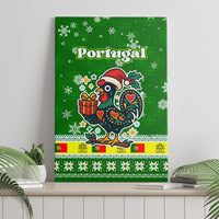 Portugal Christmas Canvas Wall Art with Green Galo de Barcelos Rooster Santa Hat and Gift - Wonder Print Shop