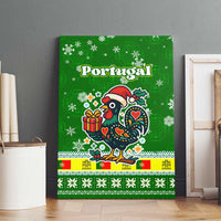 Portugal Christmas Canvas Wall Art with Green Galo de Barcelos Rooster Santa Hat and Gift - Wonder Print Shop