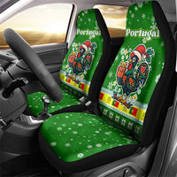 Portugal Christmas Car Seat Cover with Green Galo de Barcelos Rooster Santa Hat and Gift - Wonder Print Shop