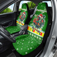 Portugal Christmas Car Seat Cover with Green Galo de Barcelos Rooster Santa Hat and Gift - Wonder Print Shop