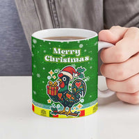 Portugal Christmas Ceramic Mug with Green Galo de Barcelos Rooster Santa Hat and Gift - Wonder Print Shop