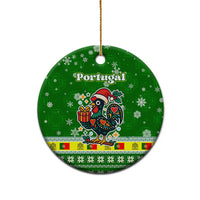 Portugal Christmas Ceramic Ornament with Green Galo de Barcelos Rooster Santa Hat and Gift - Wonder Print Shop