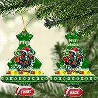 Portugal Christmas Ceramic Ornament with Green Galo de Barcelos Rooster Santa Hat and Gift - Wonder Print Shop