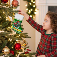 Portugal Christmas Stocking with Green Galo de Barcelos Rooster Santa Hat and Gift - Wonder Print Shop