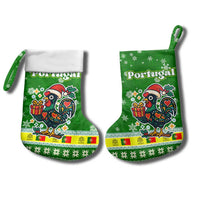 Portugal Christmas Stocking with Green Galo de Barcelos Rooster Santa Hat and Gift - Wonder Print Shop