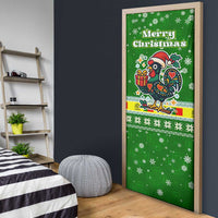 Portugal Christmas Door Cover with Green Galo de Barcelos Rooster Santa Hat and Gift - Wonder Print Shop