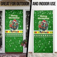 Portugal Christmas Door Cover with Green Galo de Barcelos Rooster Santa Hat and Gift - Wonder Print Shop