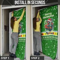 Portugal Christmas Door Cover with Green Galo de Barcelos Rooster Santa Hat and Gift - Wonder Print Shop