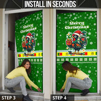 Portugal Christmas Door Cover with Green Galo de Barcelos Rooster Santa Hat and Gift - Wonder Print Shop