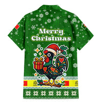 Portugal Christmas Family Matching Mermaid Dress and Hawaiian Shirt with Green Galo de Barcelos Rooster Santa Hat and Gift - Wonder Print Shop