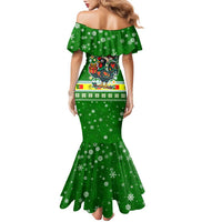 Portugal Christmas Family Matching Mermaid Dress and Hawaiian Shirt with Green Galo de Barcelos Rooster Santa Hat and Gift - Wonder Print Shop