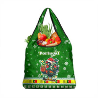 Portugal Christmas Grocery Bag with Green Galo de Barcelos Rooster Santa Hat and Gift - Wonder Print Shop