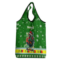 Portugal Christmas Grocery Bag with Green Galo de Barcelos Rooster Santa Hat and Gift - Wonder Print Shop