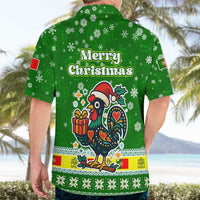 Portugal Christmas Hawaiian Shirt with Green Galo de Barcelos Rooster Santa Hat and Gift - Wonder Print Shop