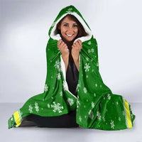 Portugal Christmas Hooded Blanket with Green Galo de Barcelos Rooster Santa Hat and Gift - Wonder Print Shop