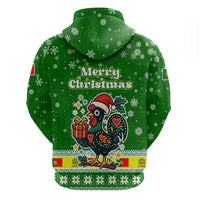 Portugal Christmas Hoodie with Green Galo de Barcelos Rooster Santa Hat and Gift - Wonder Print Shop