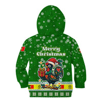 Portugal Christmas Kid Hoodie with Green Galo de Barcelos Rooster Santa Hat and Gift - Wonder Print Shop